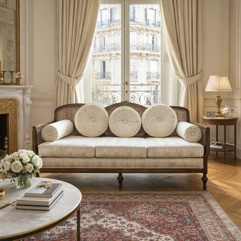 French Provincial Cane Back Sofa