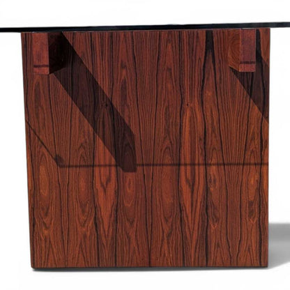 Sigurd Hansen Rosewood Dining Table – Mid-Century Modern Glass-Top, Vintage Scandinavian Design, Sleek and Stylish