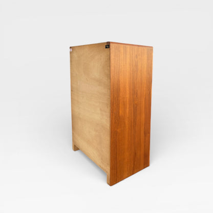 Mid-Century Modern D-Scan Captain Line Tallboy Dresser in Teak with Brass Pulls