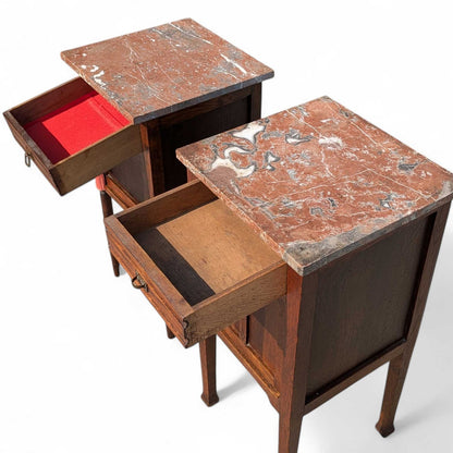 Pair of Antique French Marble Top Nightstands