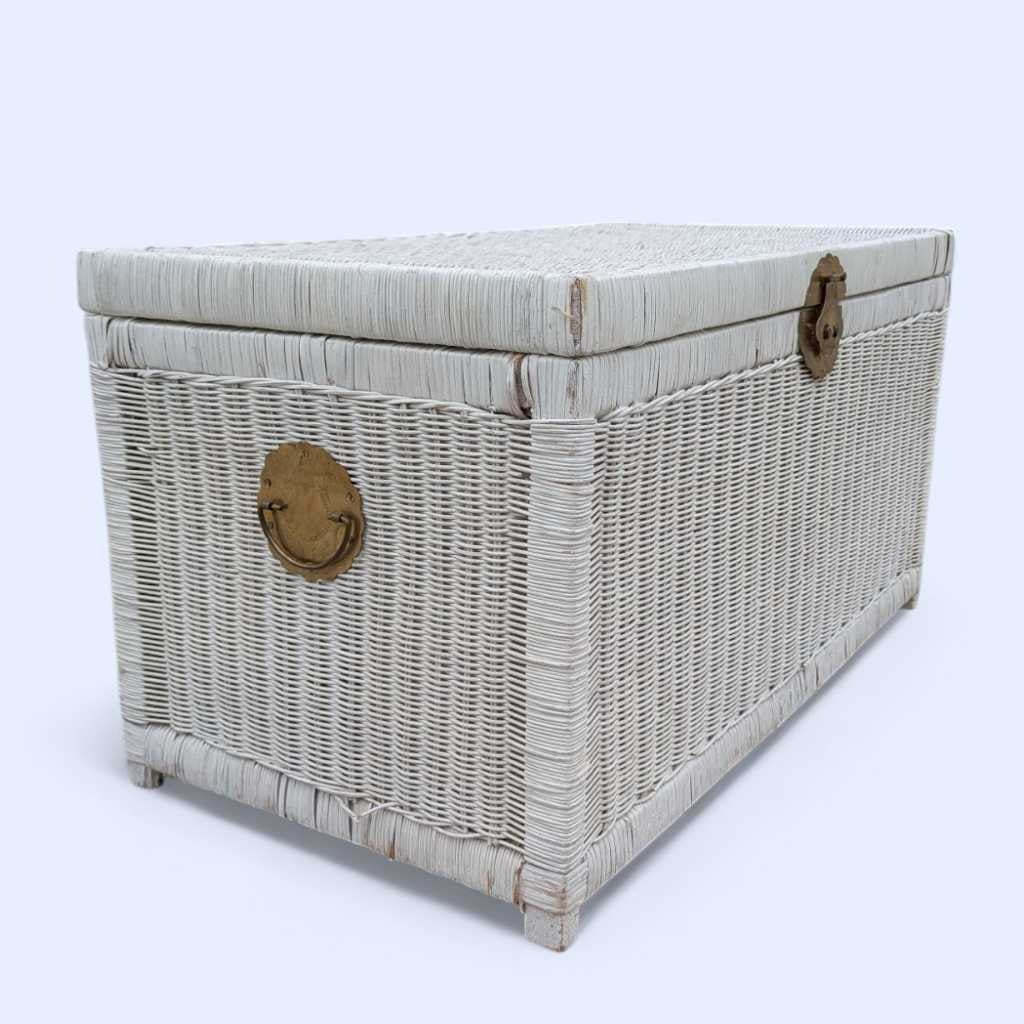 Vintage White Wicker Trunk