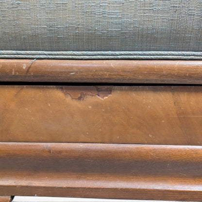 Early-to-Mid 20th Century Upholstered Wood Storage Ottoman with Hinged Lid