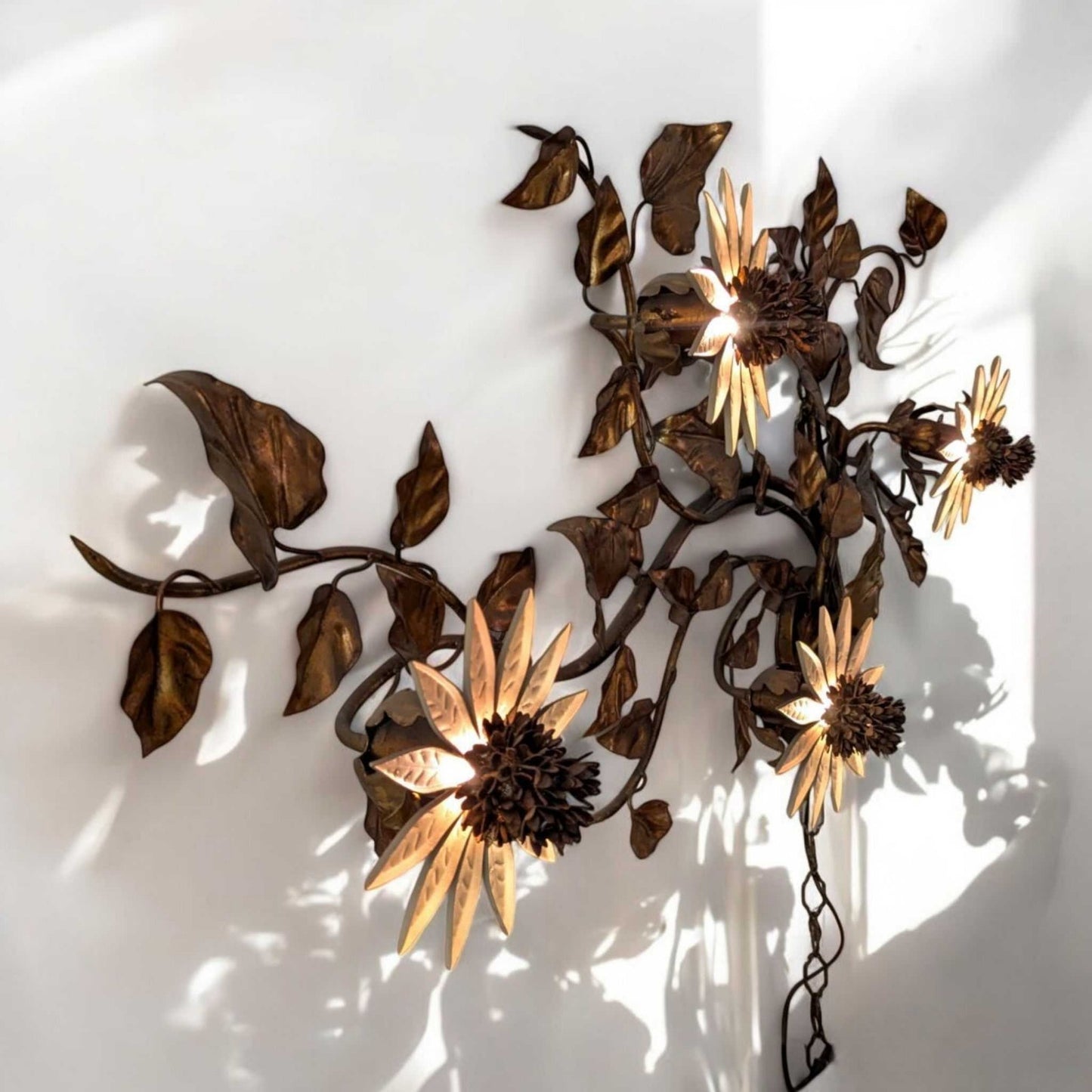 Vintage Italian Sunflower Wall Sconce