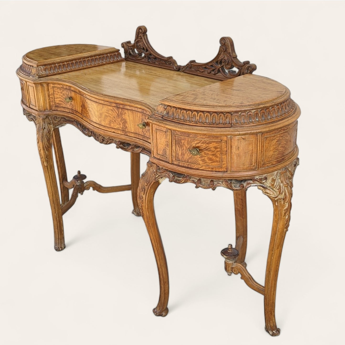 Antique Desk, Louis XV Style Writing Desk, 18th Century French Rococo, Ornate Carved Wood, Elegant Curved Legs, Vintage Furniture Piece