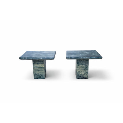Green Marble Side Tables, Pair c. 1980s