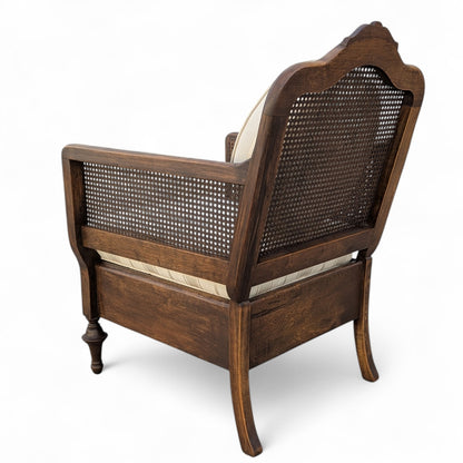 Vintage Carved Wood Club Chair, c. 1970s