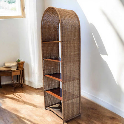 Vintage Rattan Arch Bookcase
