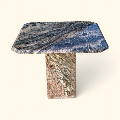 Italian Cipollino Ondulato Marble Pedestal Side Table