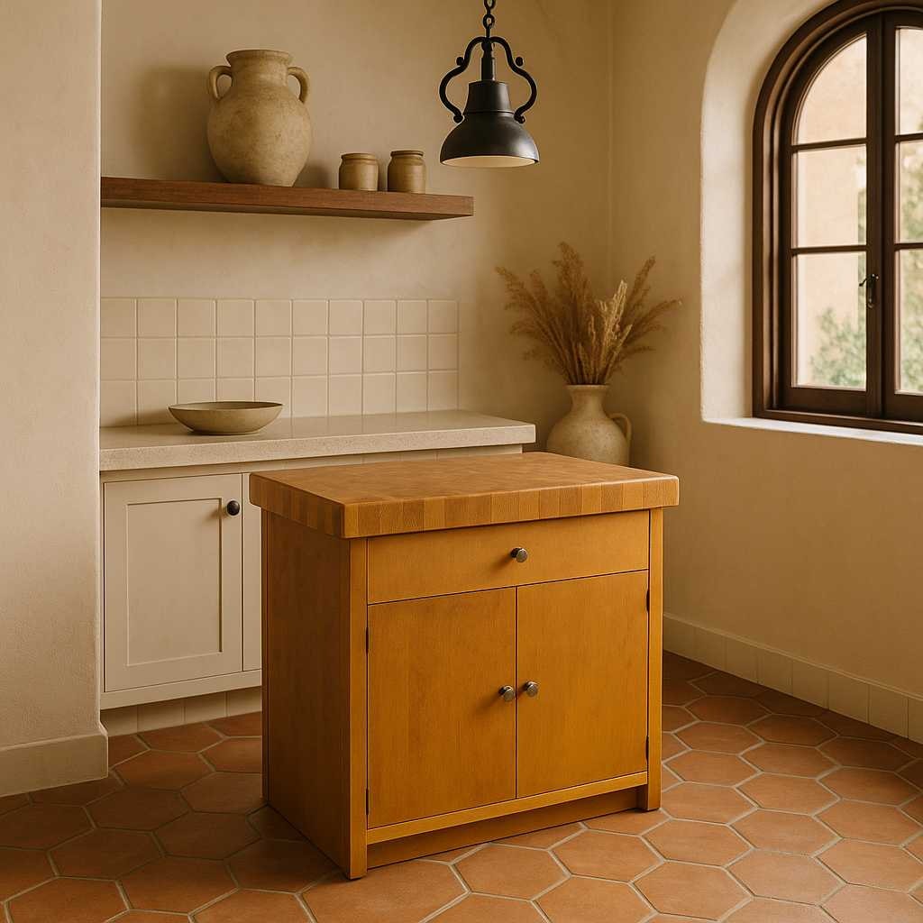 Vintage Butcher Block Top Kitchen Cabinet