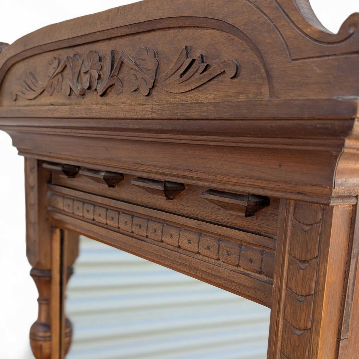 Antique Carved Wood Wall Mirror