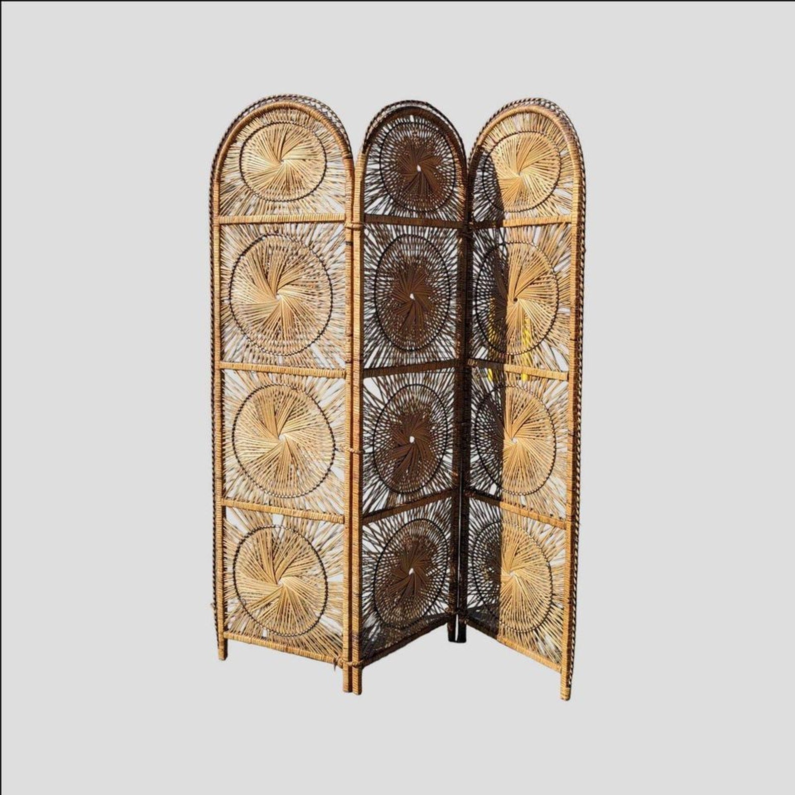 Rattan Room Divider, Starburst, Mid Century, MCM, Boho Chic, Backdrop, Bedroom, Living Room — view 6 of 7