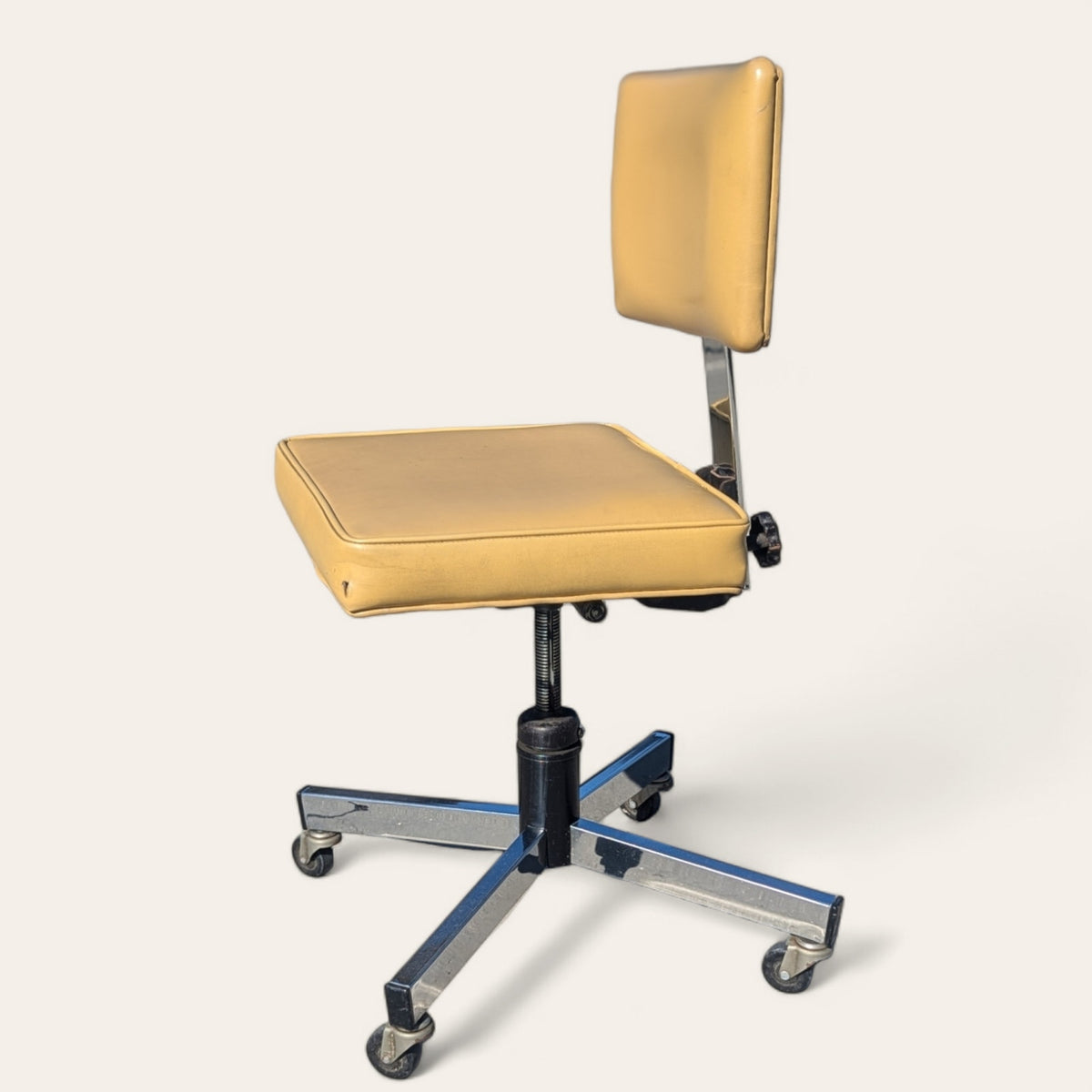 Mid-Century InterRoyal Steel, Chrome and Faux-Leather Office Chair