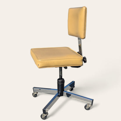 Mid-Century InterRoyal Steel, Chrome and Faux-Leather Office Chair