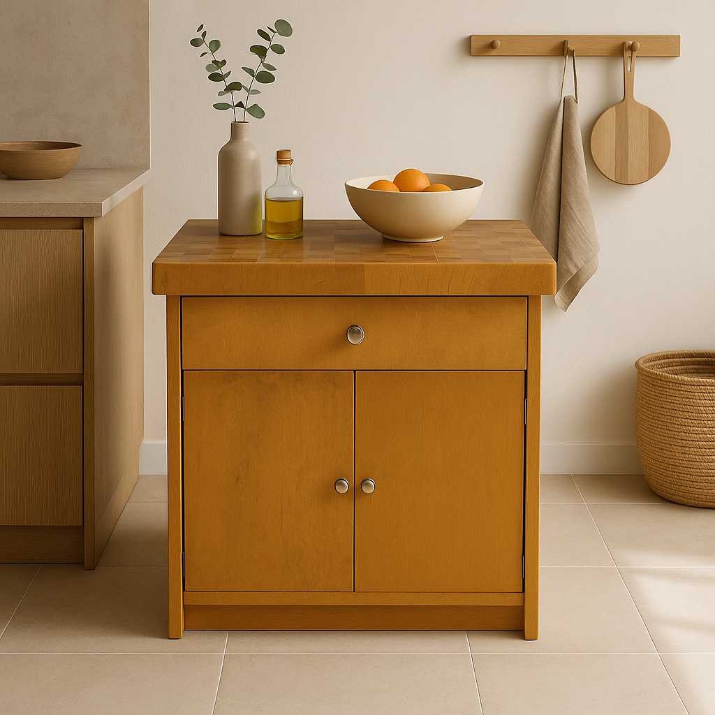 Vintage Butcher Block Top Kitchen Cabinet