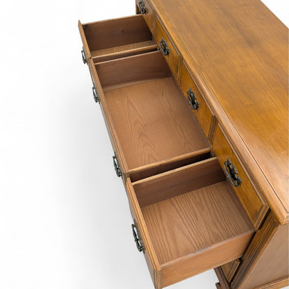 Vintage Traditional Nine-Drawer Wood Dresser With Bracket Feet