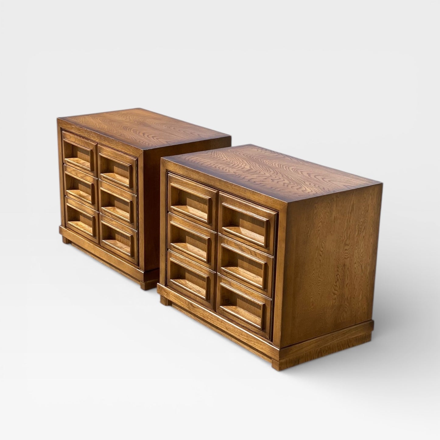 Mid-Century Modern Oak Nightstands- Pair