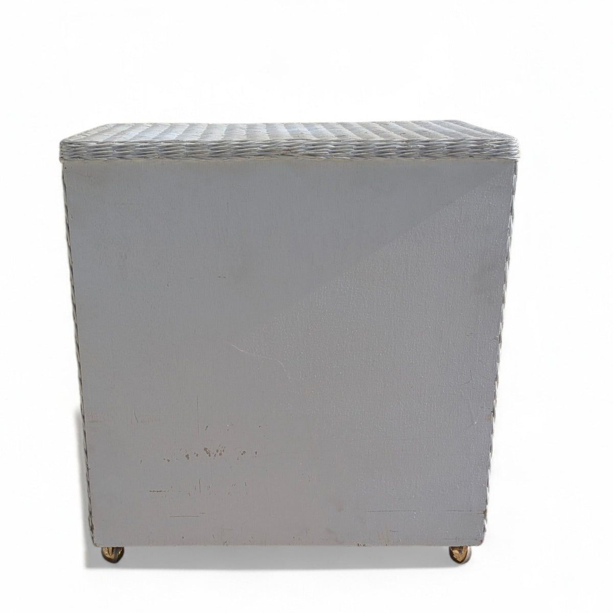 Vintage White Woven Wicker Three-Drawer Chest on Casters