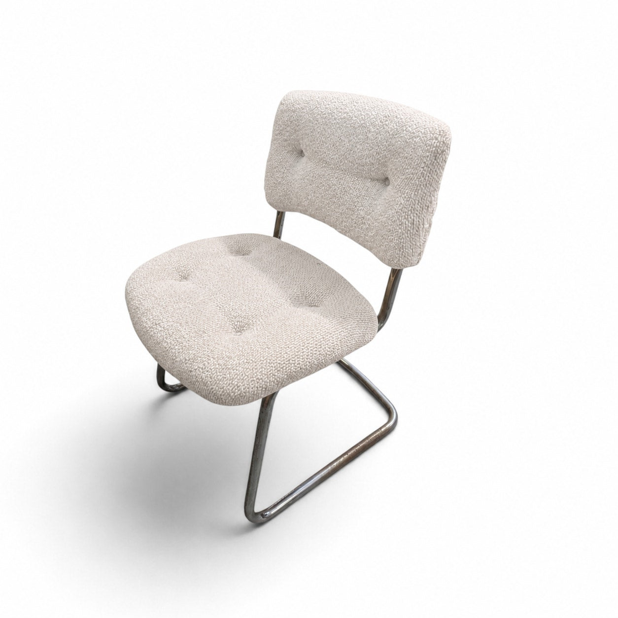 1970s Steelcase Chrome Cantilever Side Chair, Custom Upholstery — view 6 of 16