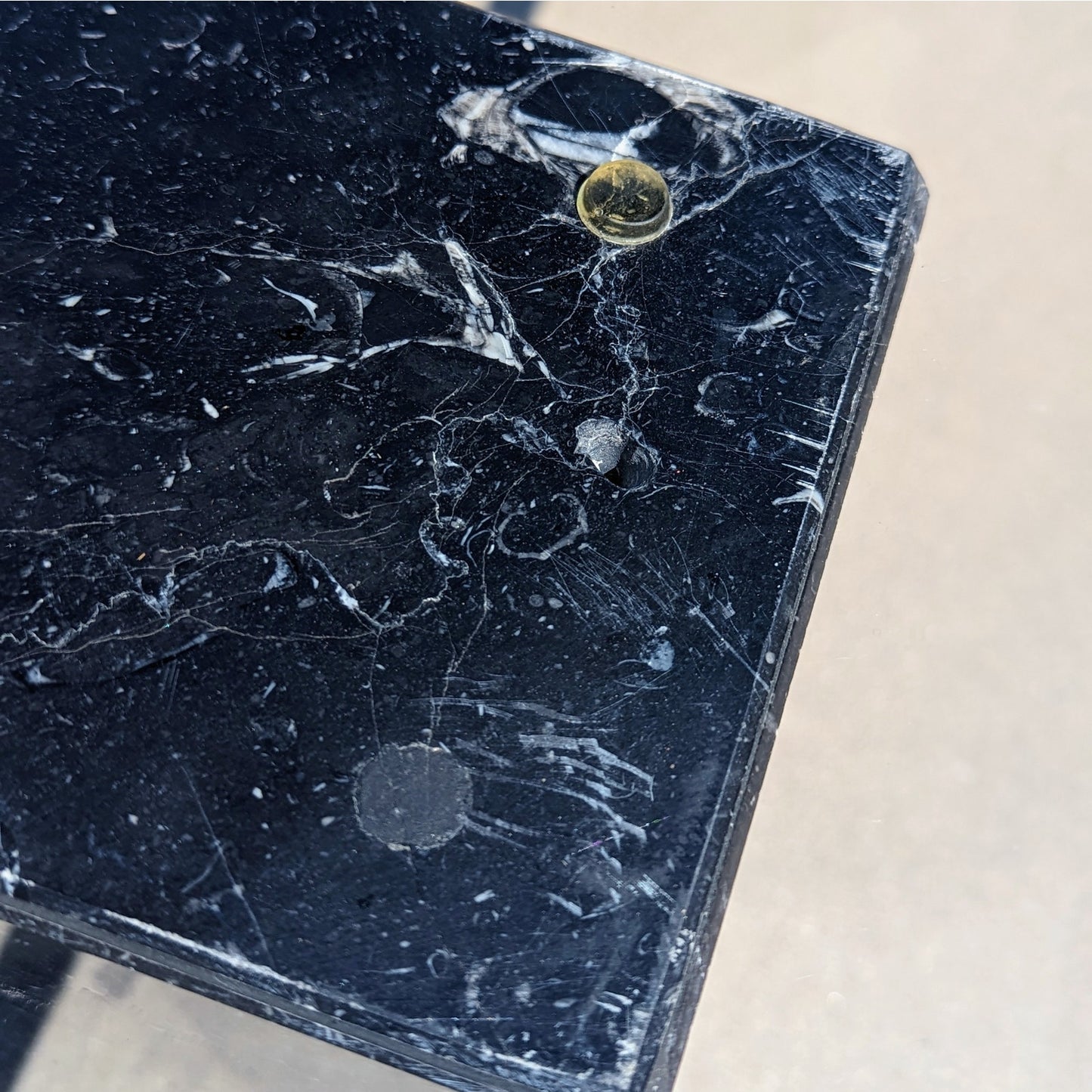 Unique Coffee Table, Marble Base, Geometric, Unique, Rectangular Glass Top, Postmodern, Mid Century