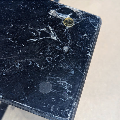 Unique Coffee Table, Marble Base, Geometric, Unique, Rectangular Glass Top, Postmodern, Mid Century