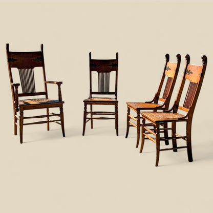 Antique Tiger Oak Dining Chairs