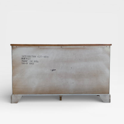 Vintage Painted Wood Sideboard with Paneled Doors and Solid Wood Top