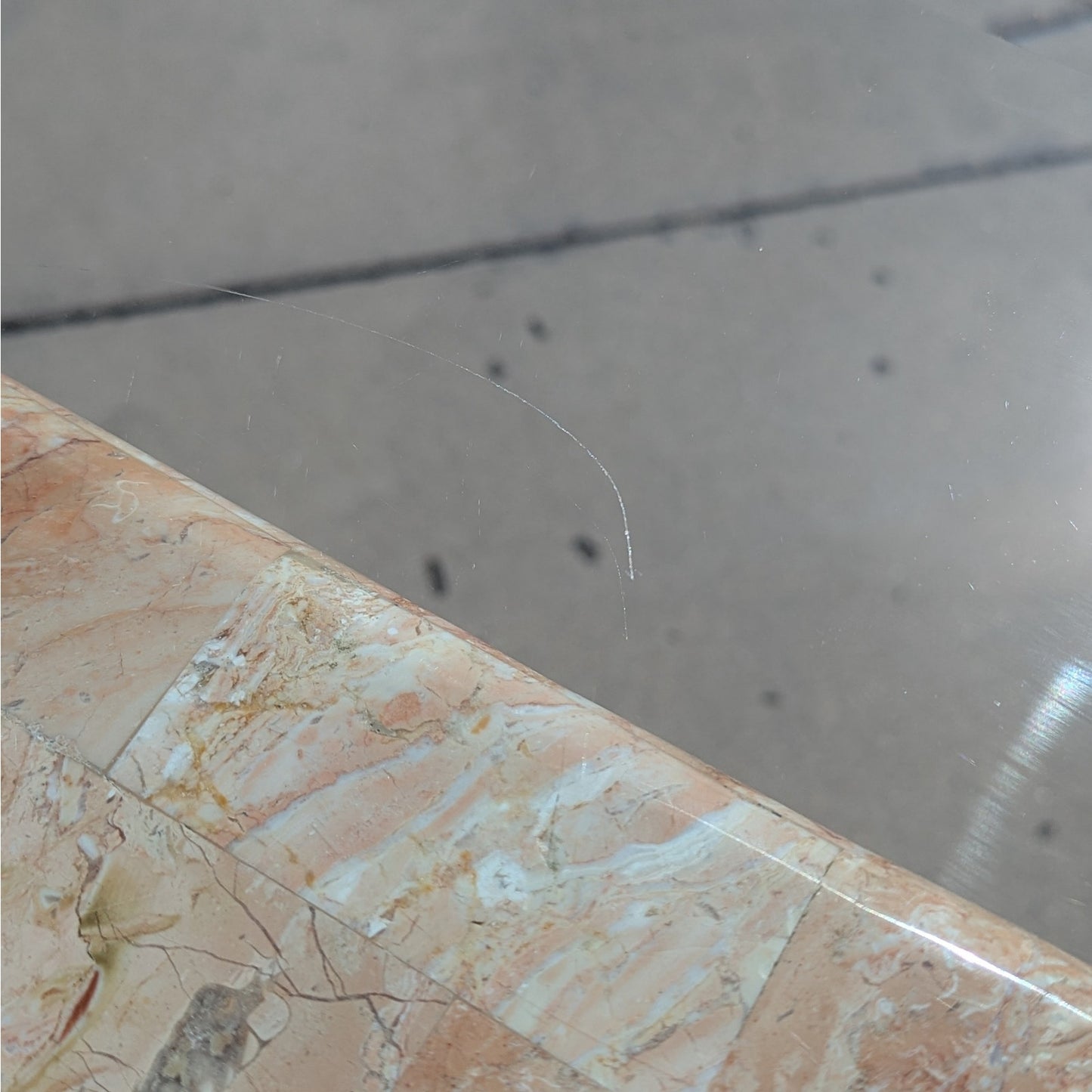 Postmodern Entryway Glass Console Table, c. 1980s