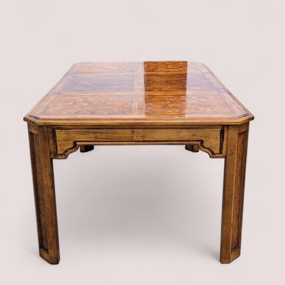 Vintage Burl Wood Dining Table, Hollywood Regency, New Deco, Mid Century, Square, Rectangular, Kitchen, Dining Room