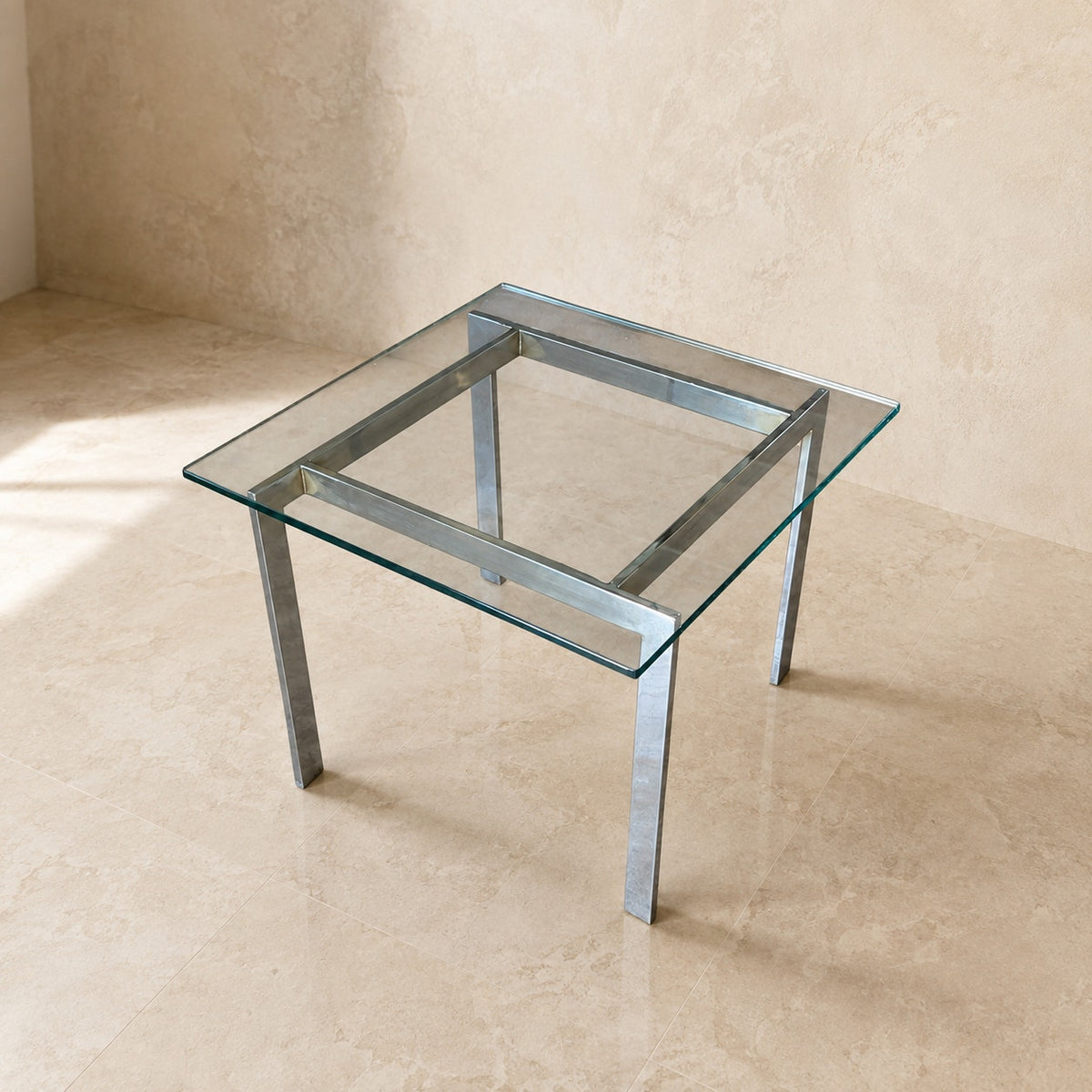 Vintage Modernist Chrome and Clear Glass Square Side Table — view 14 of 16