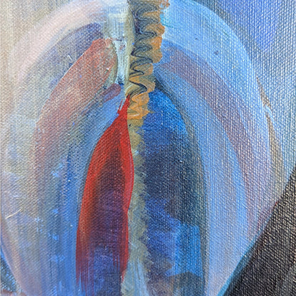 Large Abstract Painting 'Africa,' Signed and Dated 1988, Blue Framed Canvas
