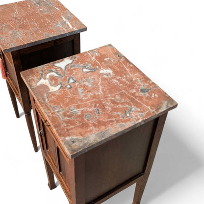 Pair of Antique French Marble Top Nightstands