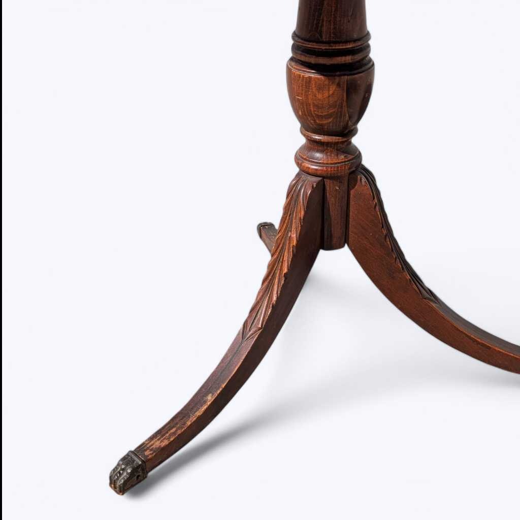 Vintage Mersman Round Wood Pedestal Side Table with Drawer — view 13 of 16