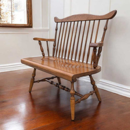 Vintage Wooden Bench – Spindle Back Bench, Classic Farmhouse Style