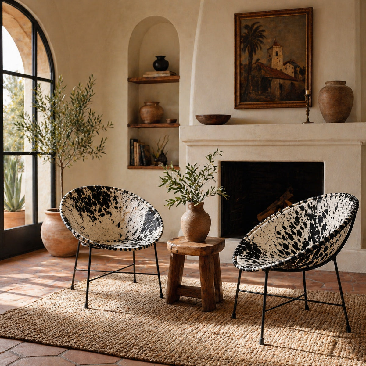 Mexican Cowhide and Iron Lounge Chairs, Made-to-Order Pair — view 9 of 9