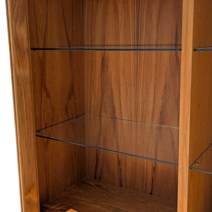 Vintage Teak Hutch Cabinet – 2-Piece Mid Century Display Cabinet w/ Glass Doors, 1960s Danish Modern Style
