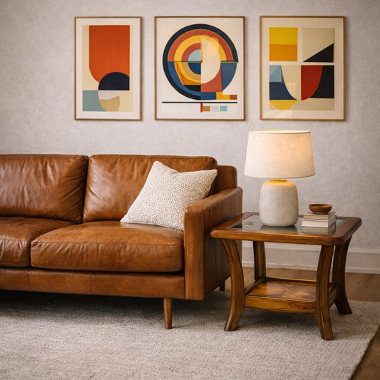 Oak Side Tables with Smoked Glass Tops, c. 1970s–80s