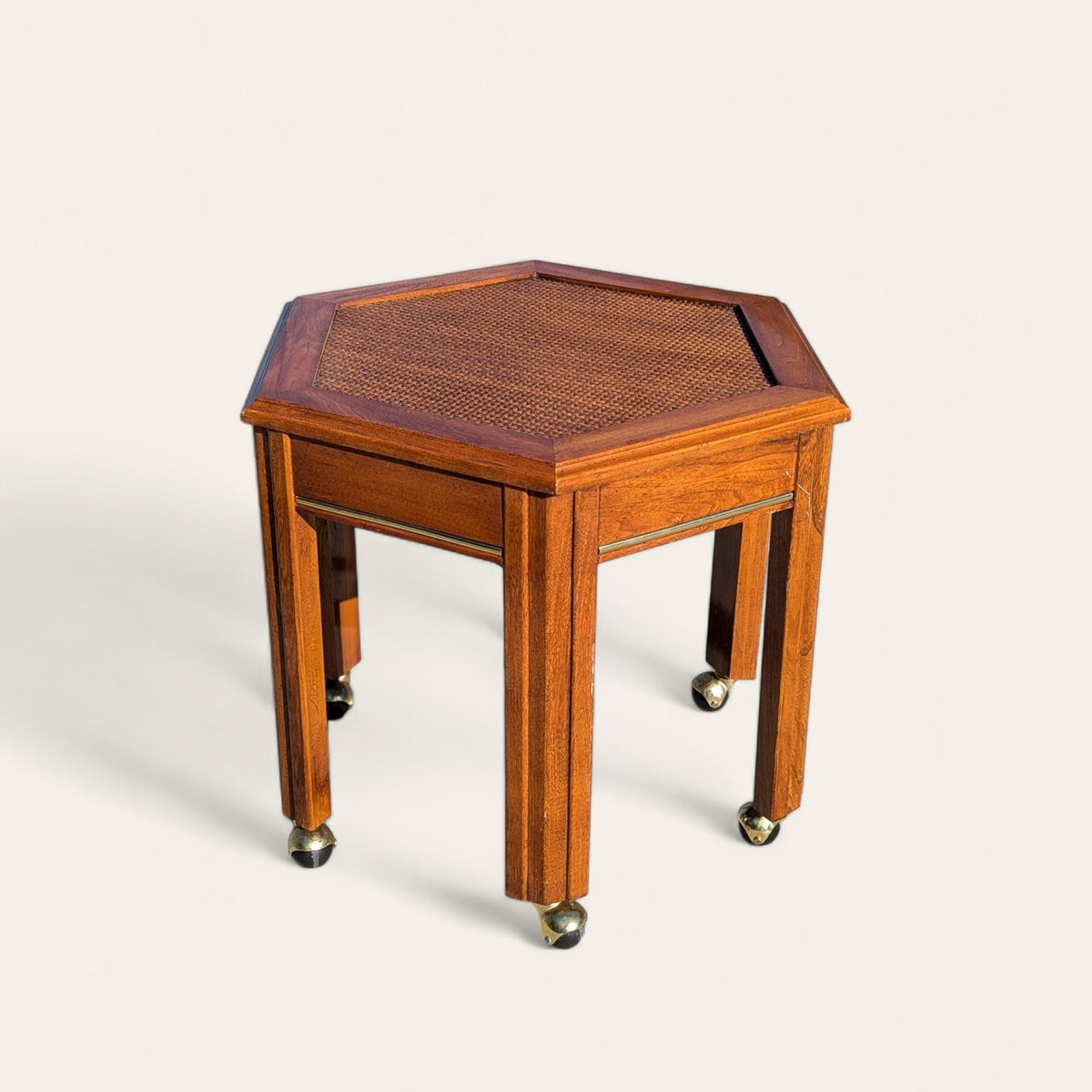 1970s Mersman Mid-Century Hexagonal Wood Side Table