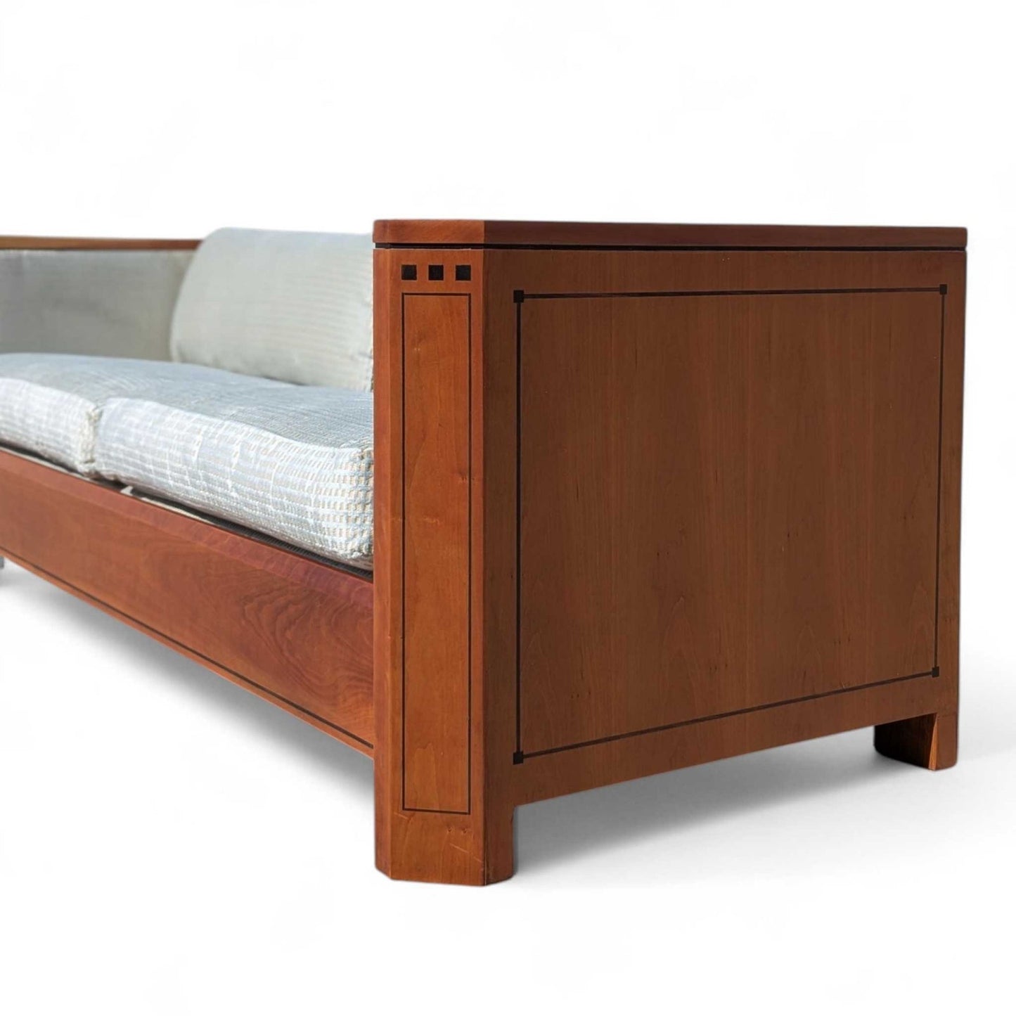 Stickley 21st Century Cherry Sofa, Pale Blue Textured Velvet Upholstery