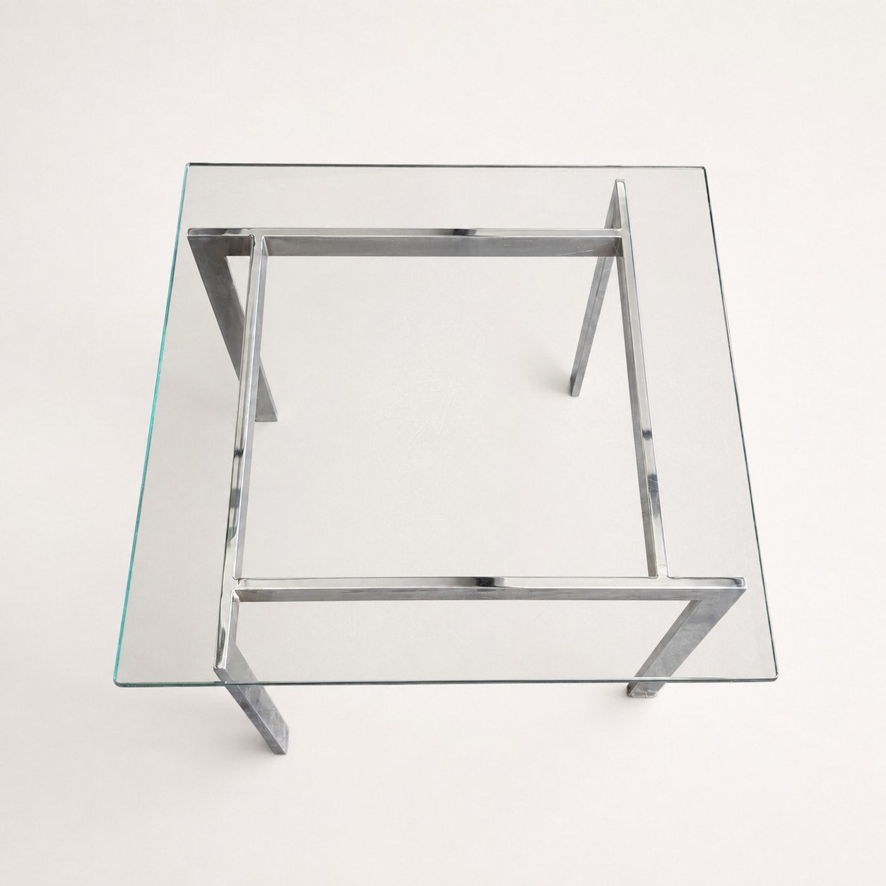 Vintage Modernist Chrome and Clear Glass Square Side Table — view 15 of 16