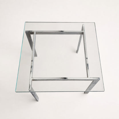 Vintage Modernist Chrome and Clear Glass Square Side Table