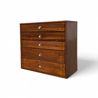 Walnut Chest of Drawers with Brass Pulls, Dresser