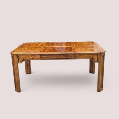 Vintage Burl Wood Dining Table, Hollywood Regency, New Deco, Mid Century, Square, Rectangular, Kitchen, Dining Room