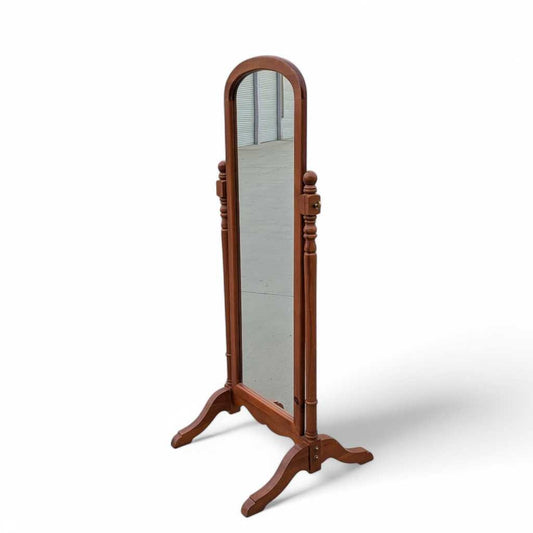 Vintage Cheval Floor MVintage Cheval Floor Mirror, Full Length Standing Mirror, Adjustable Wood Frame, Turned Legs, Bedroom Dressing Mirrorirror – Full-Length Standing Mirror with Adjustable Wood Frame and Turned Legs