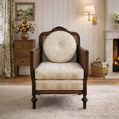 Vintage Carved Wood Club Chair, c. 1970s
