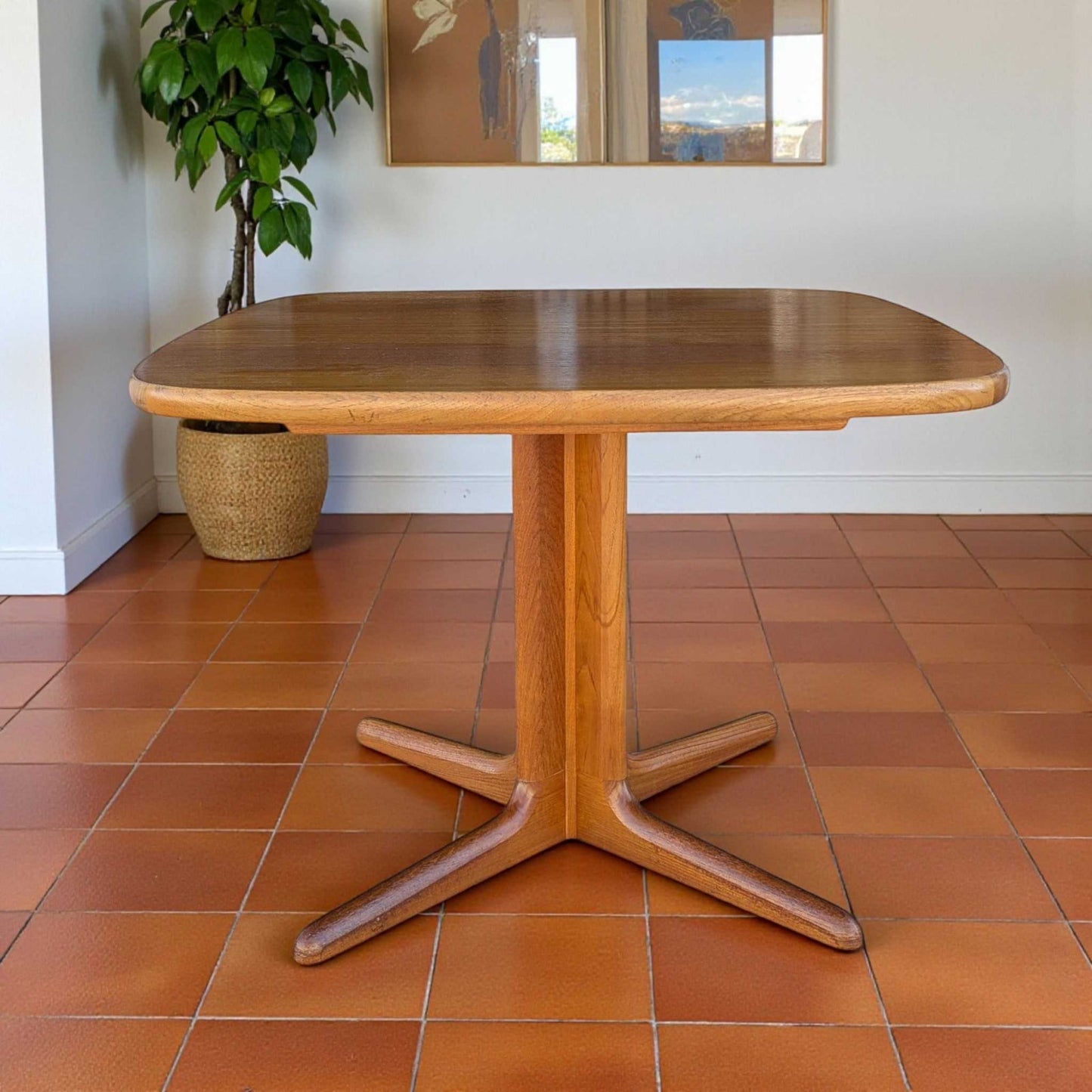 Vintage Teak Dining Table, Rounded Square Top