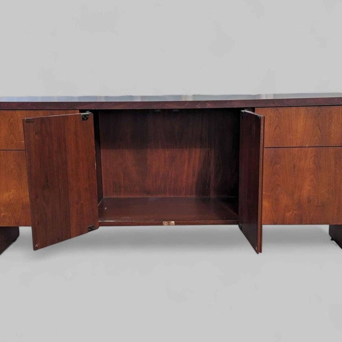 Mid Century Credenza, Office, Filing Cabinet, Walnut, Laminate, MCM, Retro, Living Room, Bedroom