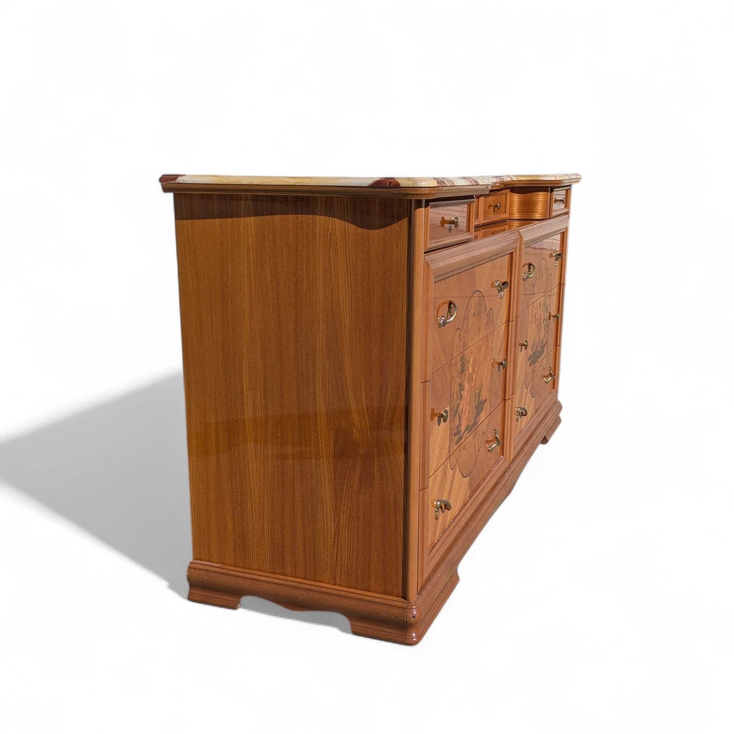 Postmodern Lacquer Dresser with Faux Marble Top