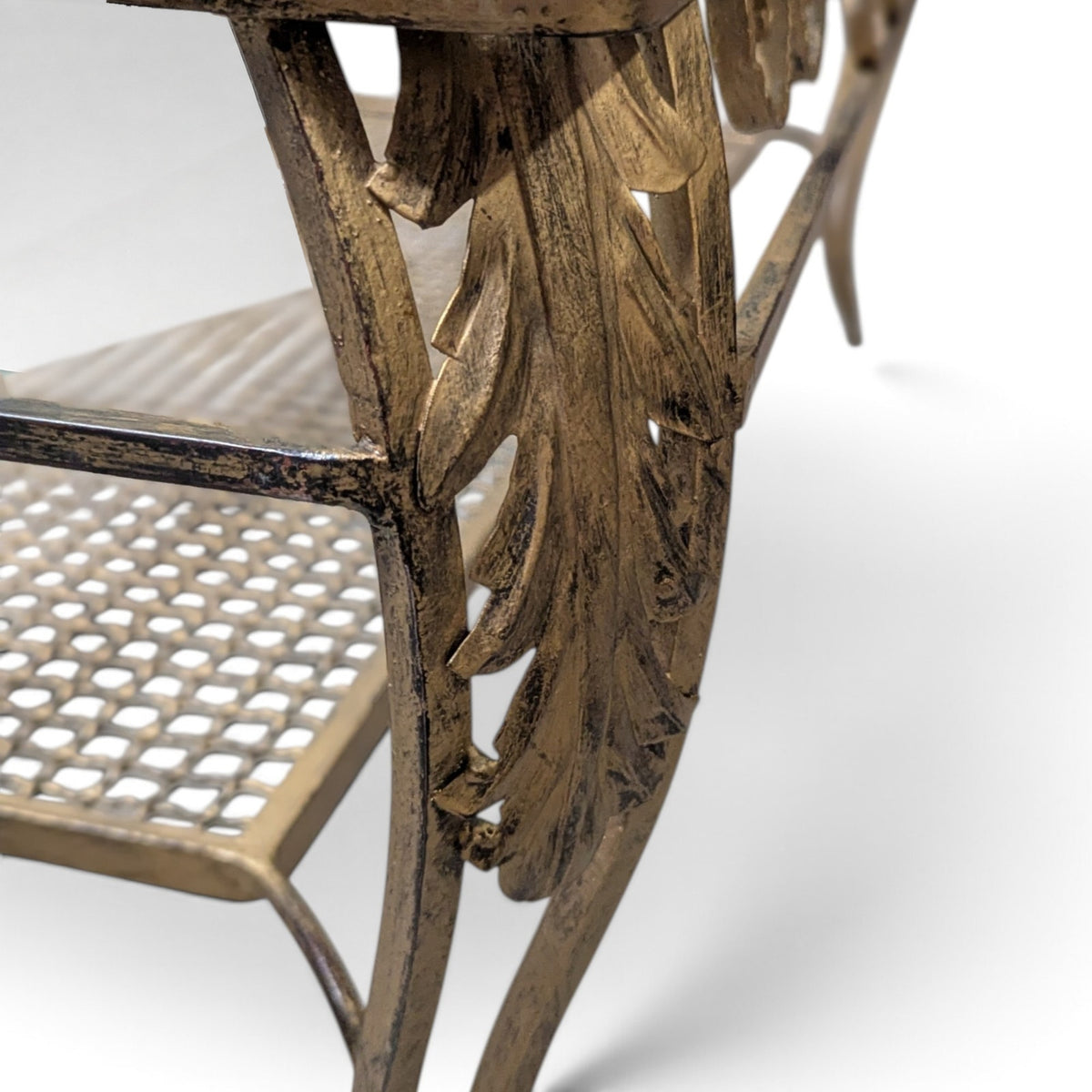 Late 20th Century Italianate-Style Scrollwork Metal and Glass Coffee Table