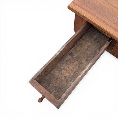 Antique Solid-Wood Writing Desk with Turned Legs and Drawer