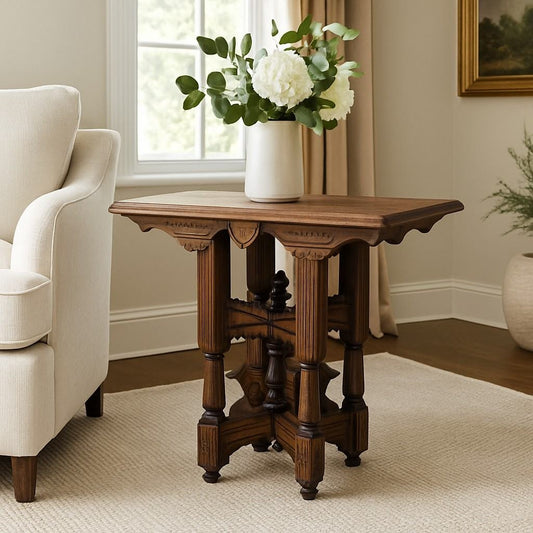 Victorian Carved Wood Side Table